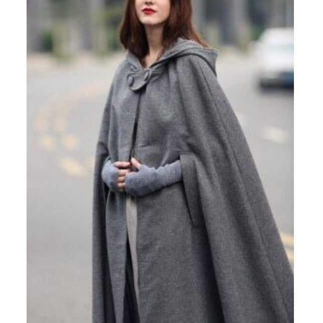 Medieval Girls Hooded Straps Shawl Extended Cloak