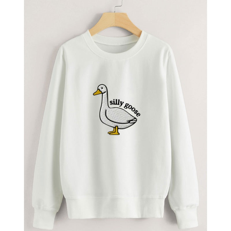 Silly Goose Printed Casual Round Neck Sweatshirt