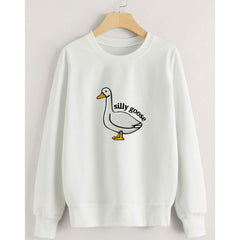 Silly Goose Printed Casual Round Neck Sweatshirt