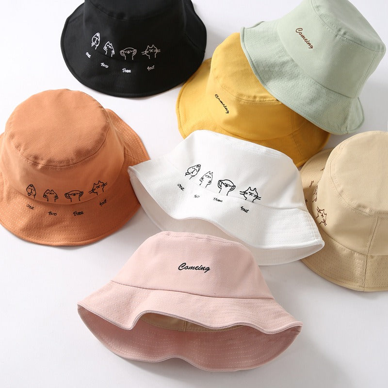 Versatile Cute Cats Embroidery Bucket Hat