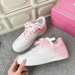 Trendy Women's Leisure Sports Dyeing White Shoes