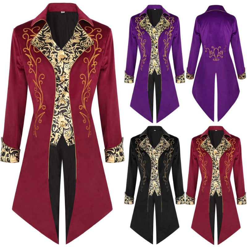 Men's Steampunk Retro Embroidered Jacket Uniform