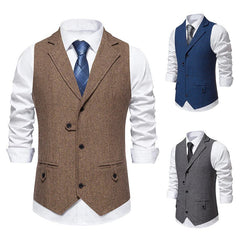 Vintage Lapel Single Breasted Men's Suit Vest