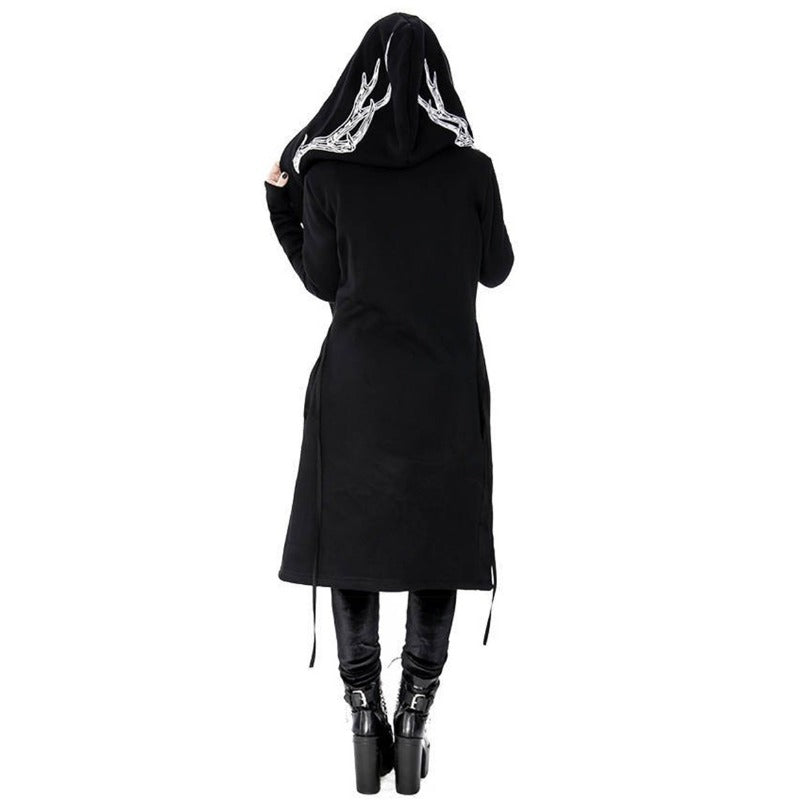 Women's Gothic Style Graphic Long Sleeve Hooded Coat