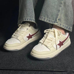 Y2K Style Star Insert Women's White Leisure Shoes