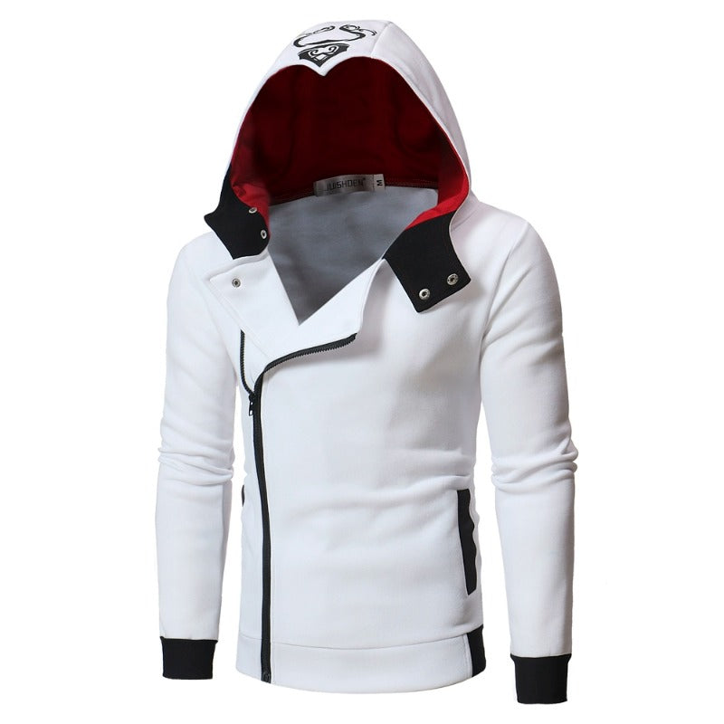 Chic Men's Game Cosplay Oblique Zipper Hoodie