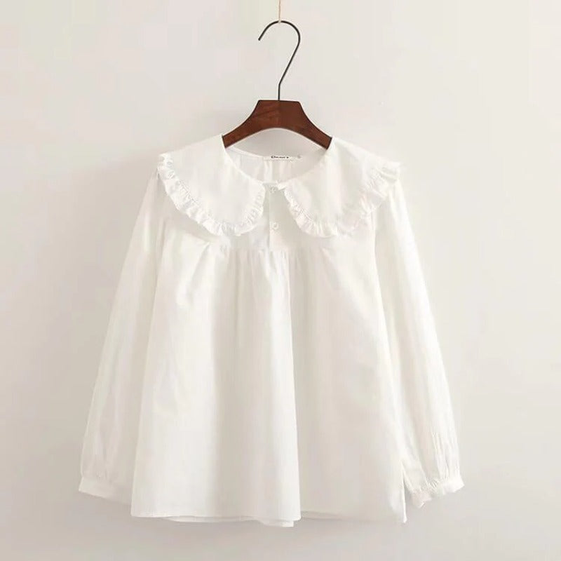 Y2K Style Fresh Collar Ruffled Shirt