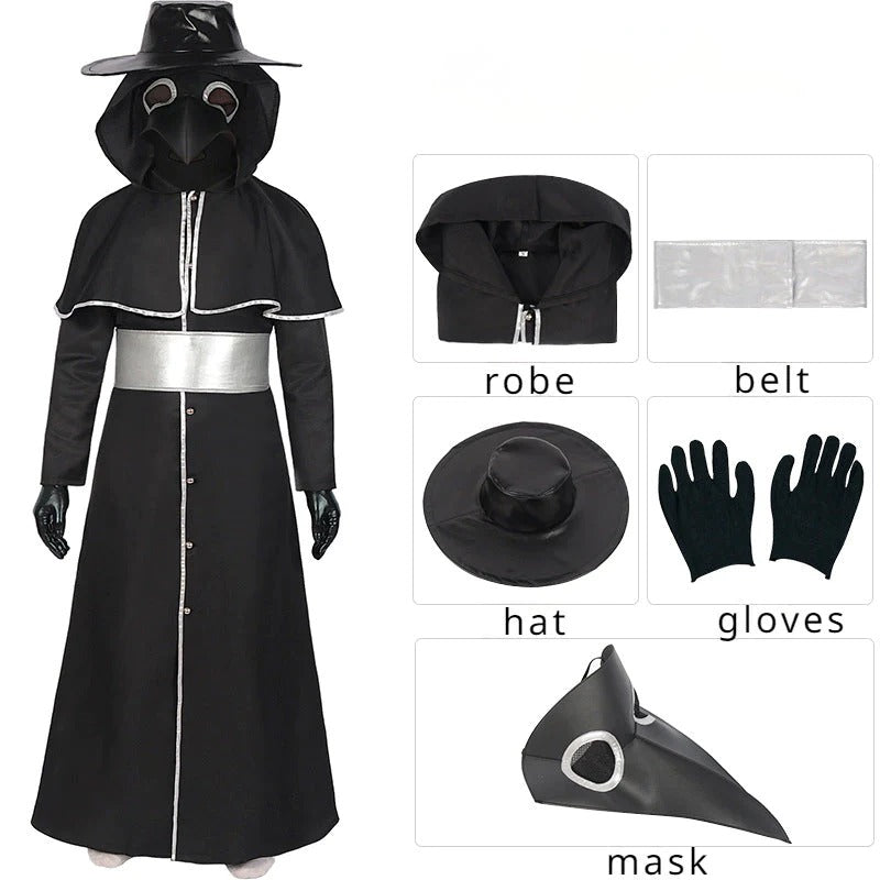 Unisex Medieval Steampunk Style Plague Doctor Cosplay Costume