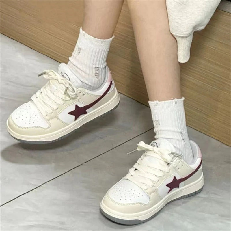 Y2K Style Star Insert Women's White Leisure Shoes