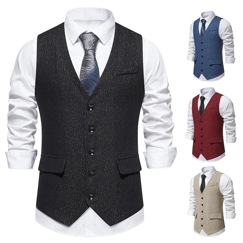 British Style Retro Single Breasted Men's Suit Vest