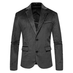 Vintage Men's V-neck Velvet Button Coat Suit