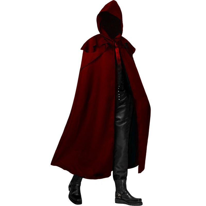 Medieval Gothic Devil Wizard Hooded Long Cloak Robe